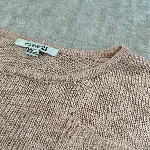 Forever 21 Cropped Sheer Metallic Sweater Knit Top M - Picture 10 of 11